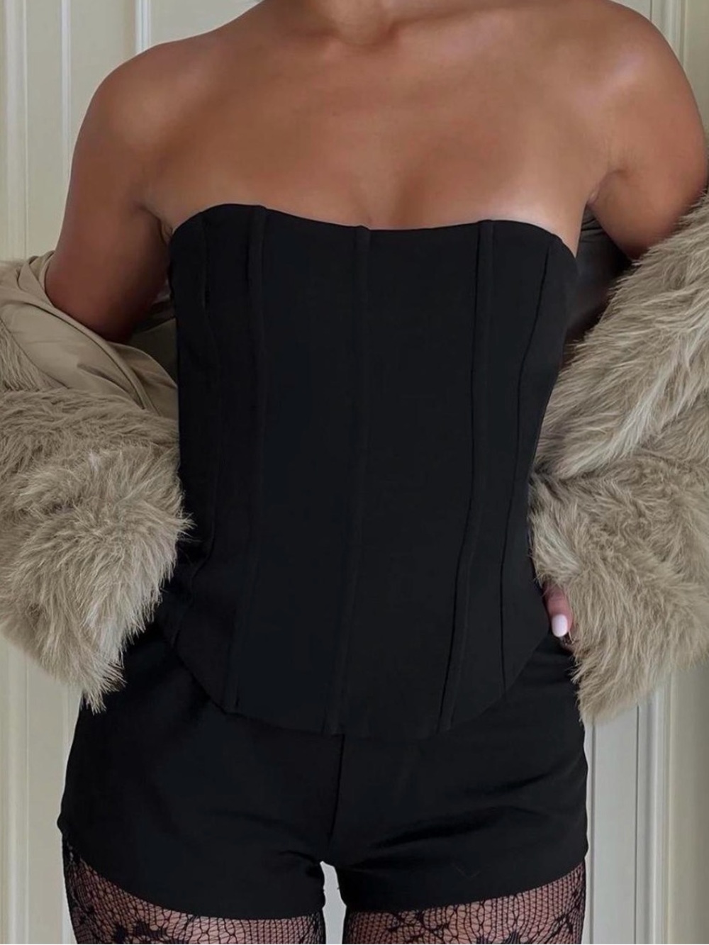 Princess Polly Black Strapless Corset Romper